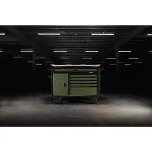 BUNKER Multi-Functional Workbench Roller Tool Cabinet, 14 Drawer, 48", Green 08269