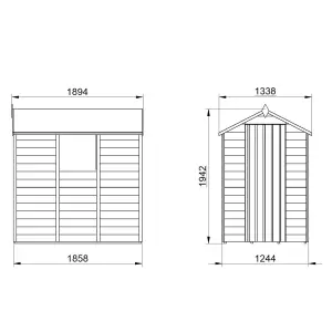 Forest Garden Overlap 6x4 ft Apex Wooden Pressure treated Shed with floor & 1 window - Assembly service included