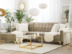 Corner Sofa ABERDEEN Sand Beige Velvet Right Hand