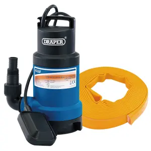 Draper Submersible Dirty Water Pump Kit with Layflat Hose & Adaptor, 200L/Min, 10m x 25mm, 350W 61814