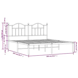 Berkfield Metal Bed Frame with Headboard Black 160x200 cm