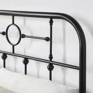 Ware Victorian Industrial Design Black Metal Bed Frame - Double / King