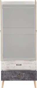 Nordic 2 Door 2 Drawer Wardrobe in White Distressed Effect