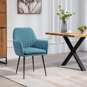 Set of 2 Carrara Fabric Dining Chairs - Teal