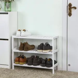 3 Tier Bamboo Shoe Storage Stand Shelf Organiser - Made Of 100% Eco-Friendly And Durable Natural Bamboo