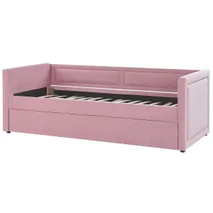 Corduroy EU Single Trundle Bed Pink MIMIZAN