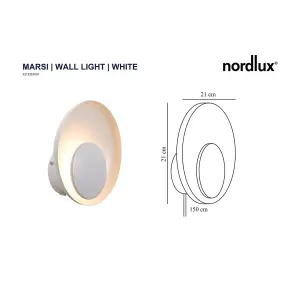 Nordlux Marsi Indoor Dimmable Wall Light in White (Height) 21cm