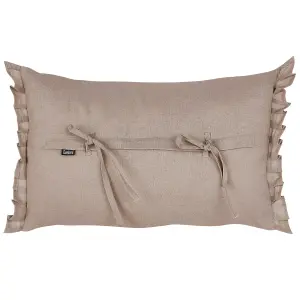 Set of 2 Cushions SASSAFRAS Linen 30 x 45 cm Solid Light Brown