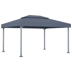 Berkfield Gazebo with LED String Lights 400x300 cm Anthracite Aluminium