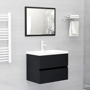 Berkfield 2 Piece Bathroom Furniture Set Black Engineered Wood