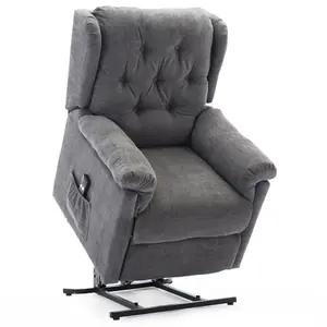 Barnsley Fabric Electric Single Motor Riser Rise Recliner Lift Mobility Tilt Armchair Charcoal