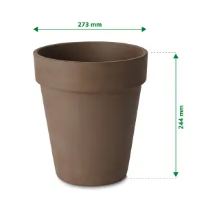 Verve Laleh Brown Terracotta Plant pot (Dia) 27.3cm, (H)24.4cm, 9L