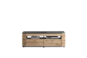 Elegant Dera 02 TV Cabinet H510mm W1500mm D470mm - Oak Artisan & Graphite with Soft-Close System