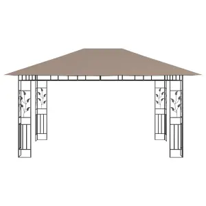 Berkfield Gazebo with Mosquito Net&LED String Lights 4x3x2.73 m Taupe