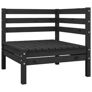 4 Piece Garden Lounge Set Black Solid Pinewood