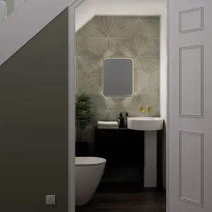 Sensio Aspect Brass effect Rectangular Wall-mounted Bathroom Illuminated mirror (H)50cm (W)39cm