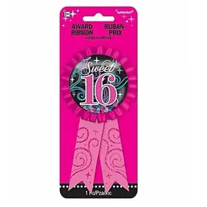 Amscan Sweet 16 Award Ribbon Black/Magenta (One Size)