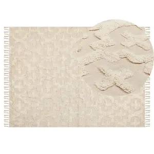 Cotton Area Rug 140 x 200 cm Beige ITANAGAR