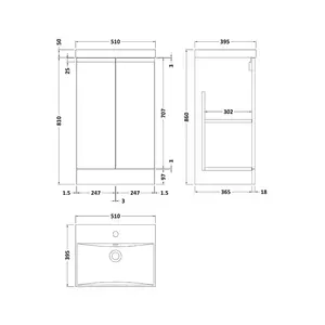 Urban 510mm Free-standing Single Vanity Unit Blue