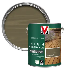 V33 High performance Dark Silver Satin Quick dry Decking Stain, 5L