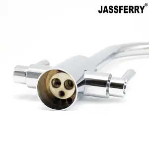 JASSFERRY Swan Neck Kitchen Mixer Tap Two Levers Quarter Turn Handle Chrome