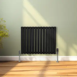 Oval Column Radiator & Valves - 600mm x 780mm - Black