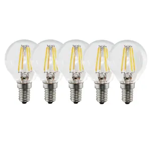 Harper Living 4.5 Watts E14 LED Bulb Clear Golf Ball Cool White Dimmable, Pack of 5