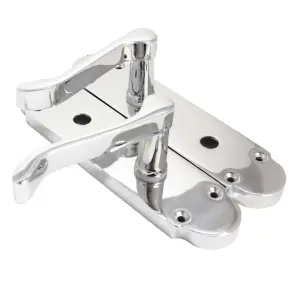 Epsom Door Handle Bathroom Lock Scroll Lever - Polished Chrome Pack Hinges