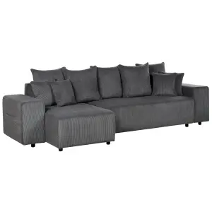 Corner Sofa LUSPA Dark Grey Corduroy Right Hand