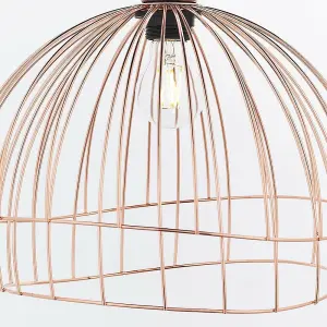 Hanging Ceiling Pendant Light Shade Copper Geometric Wire Frame Dome Bowl Cage