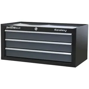 Lockable 3 Drawer Tool Chest - 605 x 310 x 275mm Black Storage Cabinet