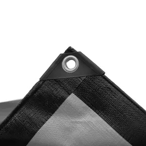 premium grade waterproof tough 240gsm black tarpaulins/builders tarps/camping ground sheet cover up (6m x 10m)