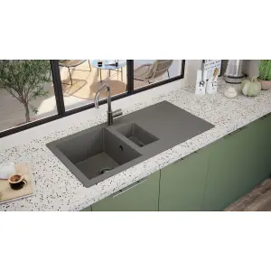 SIA NALI15GR 1.5 Bowl Grey Composite Reversible Inset Sink