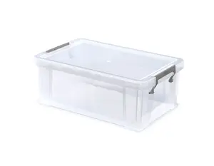 3x 10L Clear Stacking Storage Box With Clip Lock Lid Storage 40x26x15cm