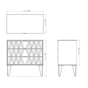 Linear Ready assembled Matt green & white 3 Drawer Chest of drawers (H)695mm (W)765mm (D)415mm