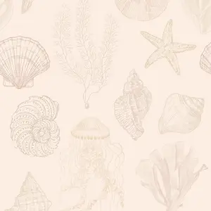 Summer Seashells Wallpaper In Terracotta