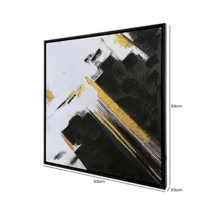 Black & White Abstract Wall Art for Bedroom & Living Room, Wall Mounted Canvas Painting (Set of 2) 63cm H x 63cm W 