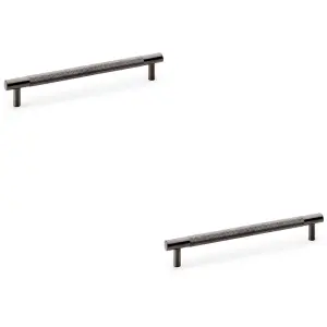 2 PACK - Knurled T Bar Door Pull Handle - Dark Bronze - 160mm Centres Premium Drawer