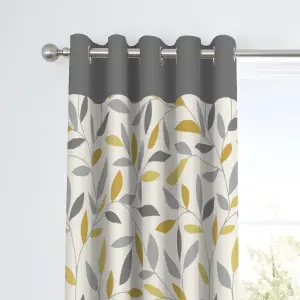 Beechwood Leaf Trail Pair of 100% Cotton Eyelet Curtains