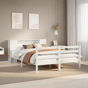 Berkfield Bookcase Bed without Mattress White 135x190 cm Double Solid Wood Pine