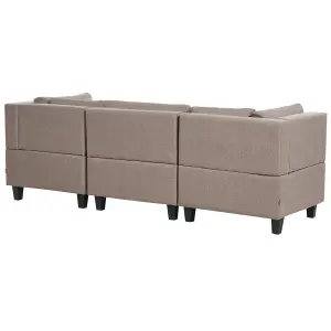 3-Seater Modular Fabric Sofa Brown UNSTAD