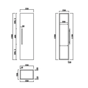 SunDaze 1200mm Bathroom Furniture Tall Storage Unit Wall Mounted Cupboard Cabinet Gloss White