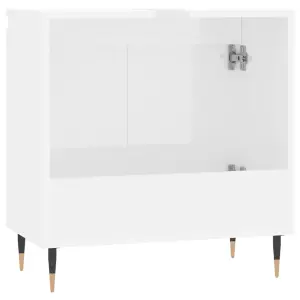 Berkfield Bathroom Cabinet High Gloss White 58x33x60 cm Engineered Wood