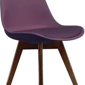 Soho Aubergine Plastic Dining Chair with Squared Dark Wood Legs