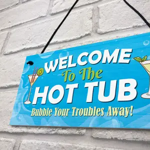 Red Ocean hot tub signs and plaques  garden hot tub decor signs  hot tub signs for outside