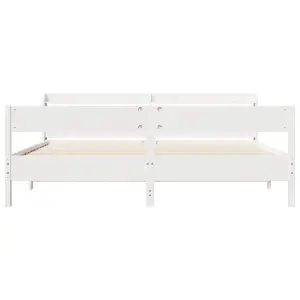 Berkfield Bed Frame without Mattress White 200x200 cm Solid Wood Pine