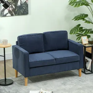 HOMCOM Compact 2 Seater Sofa with Under Seat Storage for Small Spaces Blue