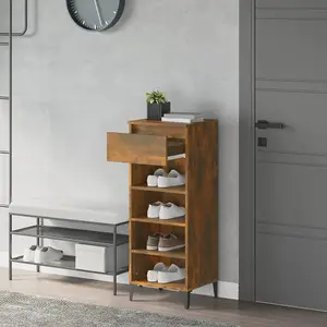 Berkfield Shoe Rack Smoked Oak 40x36x105 cm Engineered Wood