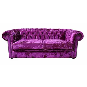 Chesterfield 3 Seater Sofa Settee Lustro Glamour Pink Velvet In Classic Style