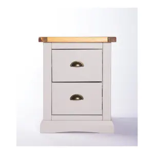 Loreo 2 Drawer Bedside Table Brass Cup Handle